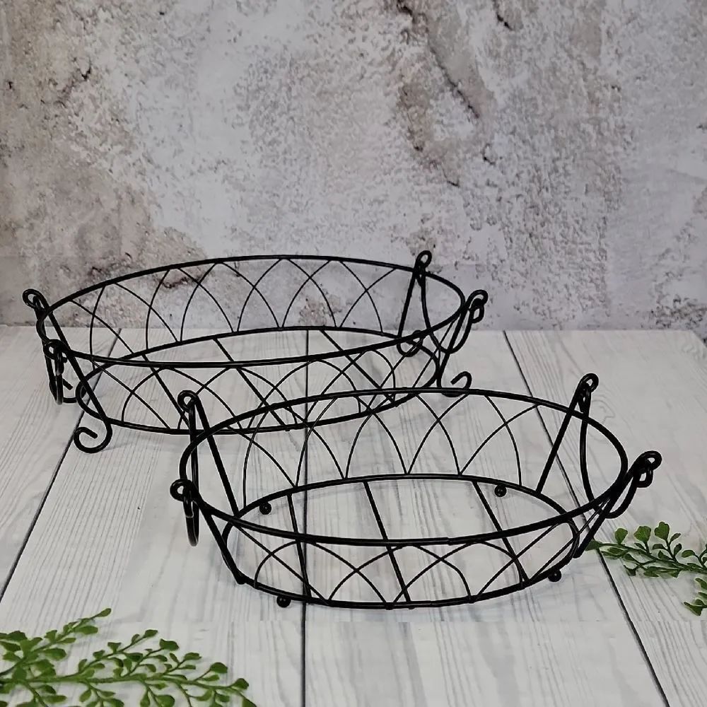 Old World Temp-Tations By Tara Black Wire Metal Stands Set Of 2 ( 10" and 13" )